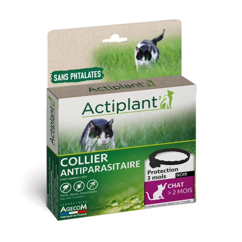 ACTIPLANT - Collier antiparasitaire chat essentiel noir 35cm