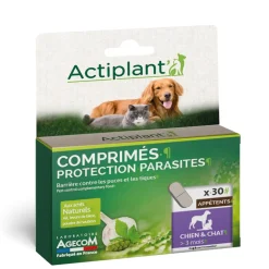 ACTIPLANT - Essentiel - Comprimés Protection Parasites pour Chien et Chat - x30