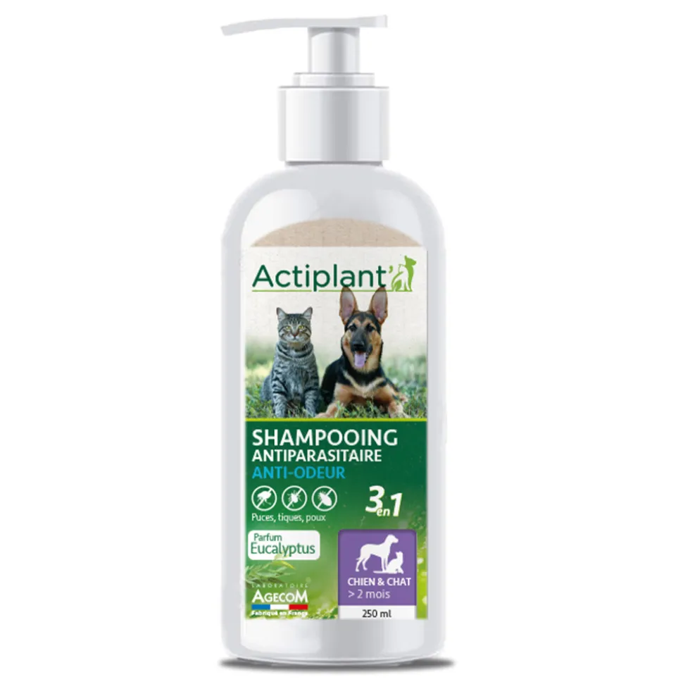 ACTIPLANT - Shampooing 2en1 anti odeur pour chien et chat : 250ml