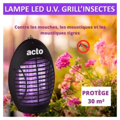 ACTO - Acto grill'insectes lampe led u.v. 30 m² - votre alliée contre les insectes vola
