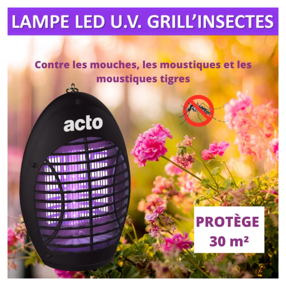 ACTO - Acto grill'insectes lampe led u.v. 30 m² - votre alliée contre les insectes vola