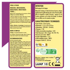 ACTO - Lampe u.v grill'insectes avec aspirateur - triple action