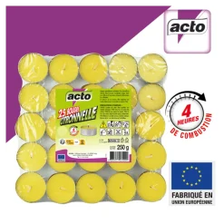 ACTO - Lot de 25 bougies citronnelle compactes: protection 4 heures contre les moustiqu