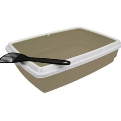 AIMÉ - Bac a litiere avec rebord + pelle - aime - pour chat - violet - 44 x 34 x 11 cm