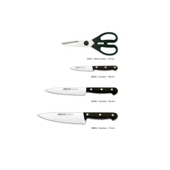 Arcos bloc de 3 couteaux + ciseaux noir - 285000