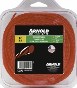 ARNOLD - Fil de coupe-bordure rond en nylon torsadé rouge af 3,4, 3,3 mm × 9 m