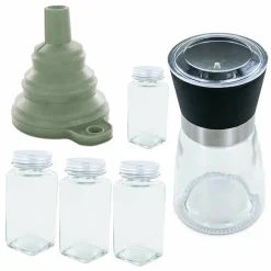 AROMANDISE - Coffret épices avec moulin, entonnoir & 4 flacons