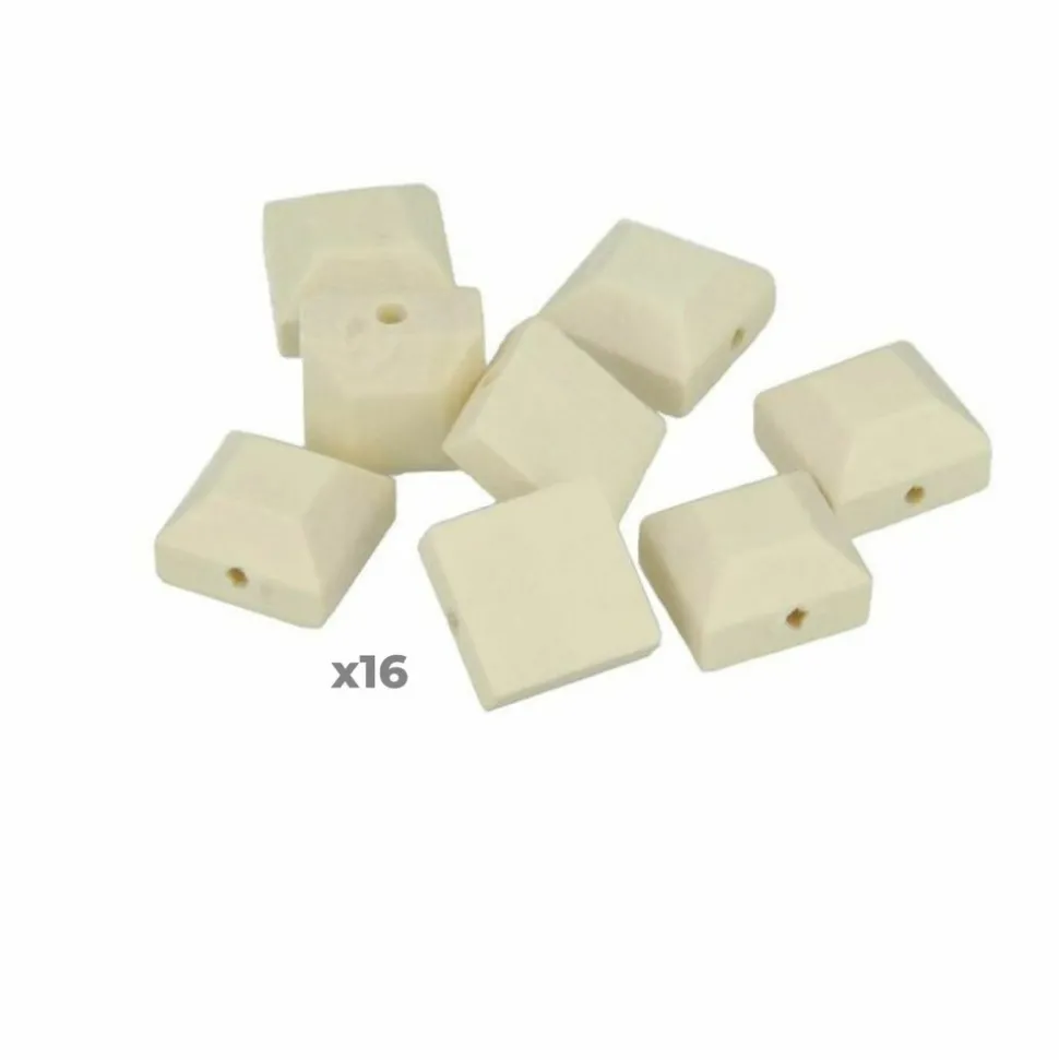 ARTEMIO - 16 perles en bois cabochon carré 10 x 4 mm