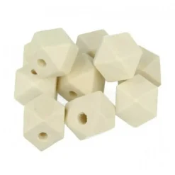ARTEMIO - 10 perles en bois polygonales 15 mm