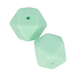 ARTEMIO - 2 perles silicone hexagonales - 17 mm - vert d'eau
