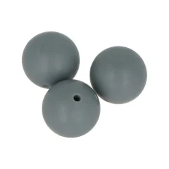ARTEMIO - 3 perles silicone rondes - 15 mm - gris