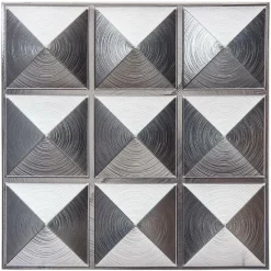 ATMOSPHERA CREATEUR D'INTERIEUR - Lot de 6 stickers - carrelage - argent - 30x30 cm