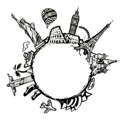 ATMOSPHERA CREATEUR D'INTERIEUR - Sticker "monde" - noir et blanc - 60x60 cm