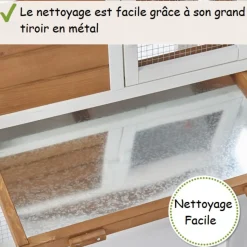 BB LOISIR - Cage clapier enclos lapin extérieur en bois haute qualité pour lapins petits animaux- modèle : 086 belle cour 146x50x86cm
