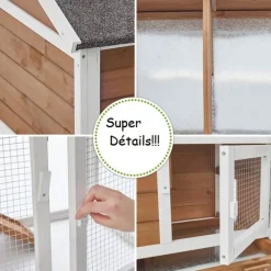 BB LOISIR - Cage clapier enclos lapin extérieur en bois haute qualité pour lapins petits animaux- modèle : 086 belle cour 146x50x86cm