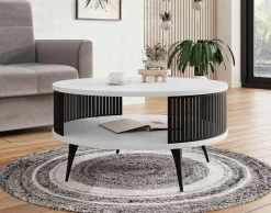 BEST MOBILIER - Forini - table basse - blanc et noir - 75 cm