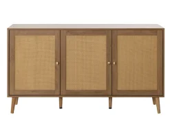BEST MOBILIER - Goto - buffet bas - effet bois et cannage - 140 cm