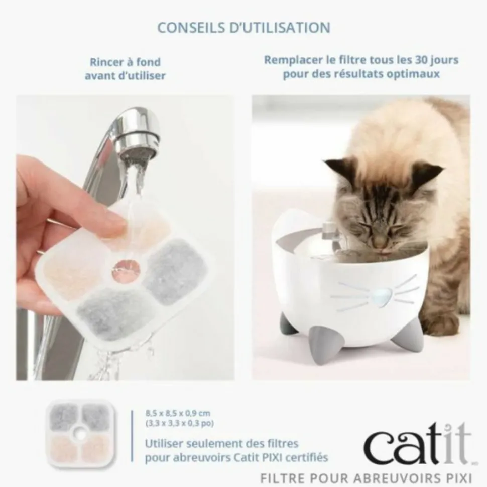 CAT IT - Catit 3 filtres pour fontaine a eau pixi