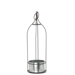 CHEMIN DE CAMPAGNE - Jardinière extérieure pot fleurs jardin métal gris ø12x41.5cm