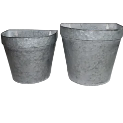 CHEMIN DE CAMPAGNE - Set2 jardinière extérieure murale porte fer forgé vintage gris 21-24cm