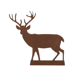 CHEMIN DE CAMPAGNE - Statue statuette cerf extérieur jardin métal rouillé marron 130cm