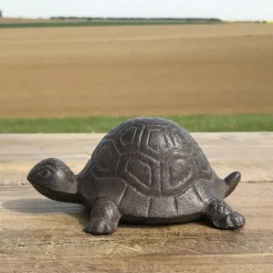 CHEMIN DE CAMPAGNE - Tortue cache-clé en fonte marron 11.5 x 7 x 5 cm