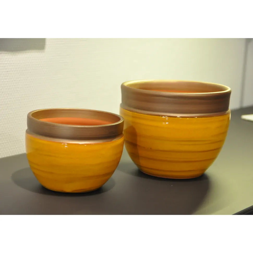 CLAIR DE TERRE - Pot d'intérieur Austral, coloris Ibiza Sunshine Ø 16 x H. 13 cm