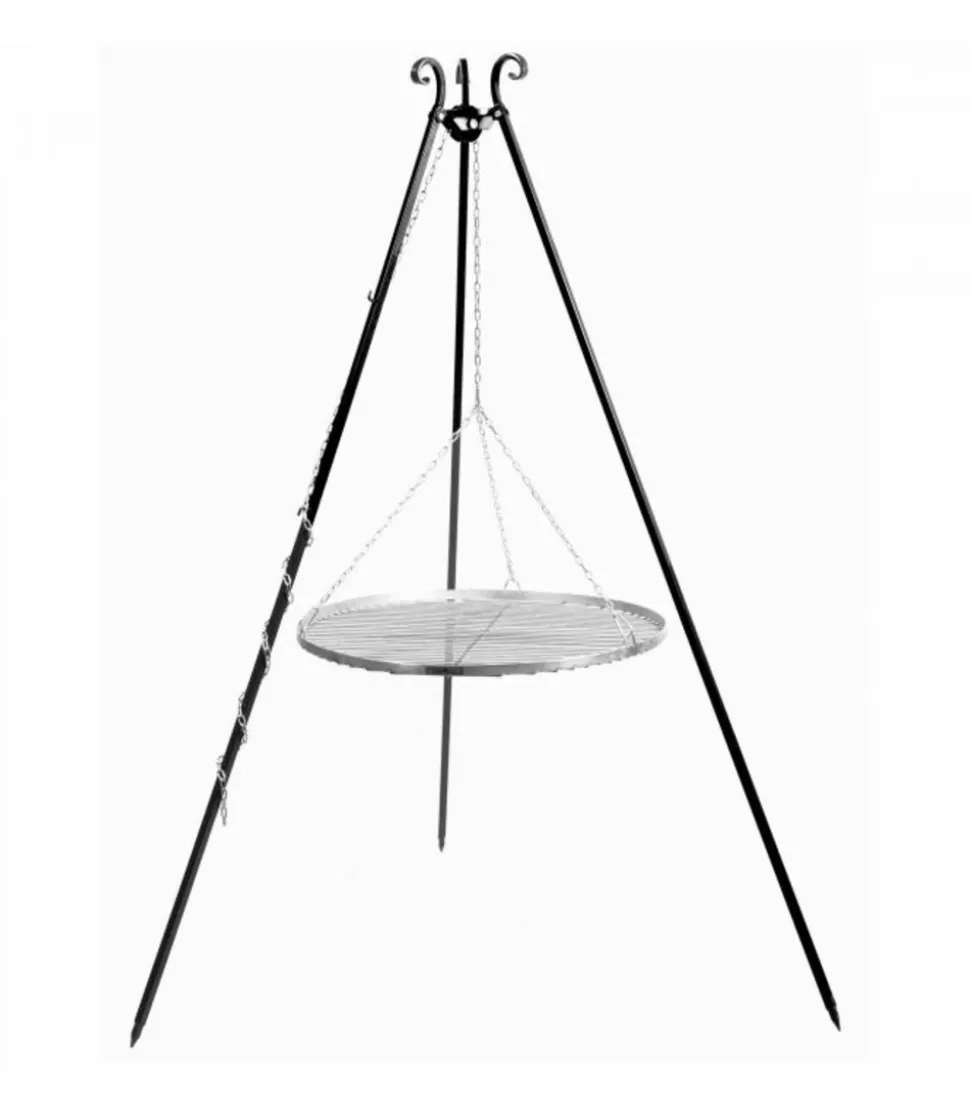 COOK - Barbecue grille de cuisson suspendu en inox 80 cm sur trépied 180 cm