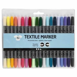 CREOTIME - 20 feutres textile à double pointe - couleurs douces