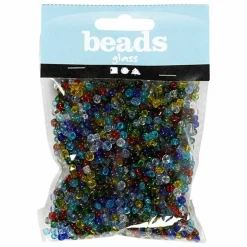 CREOTIME - Perles rocaille multicolores transparent ø 4 mm - 130 g