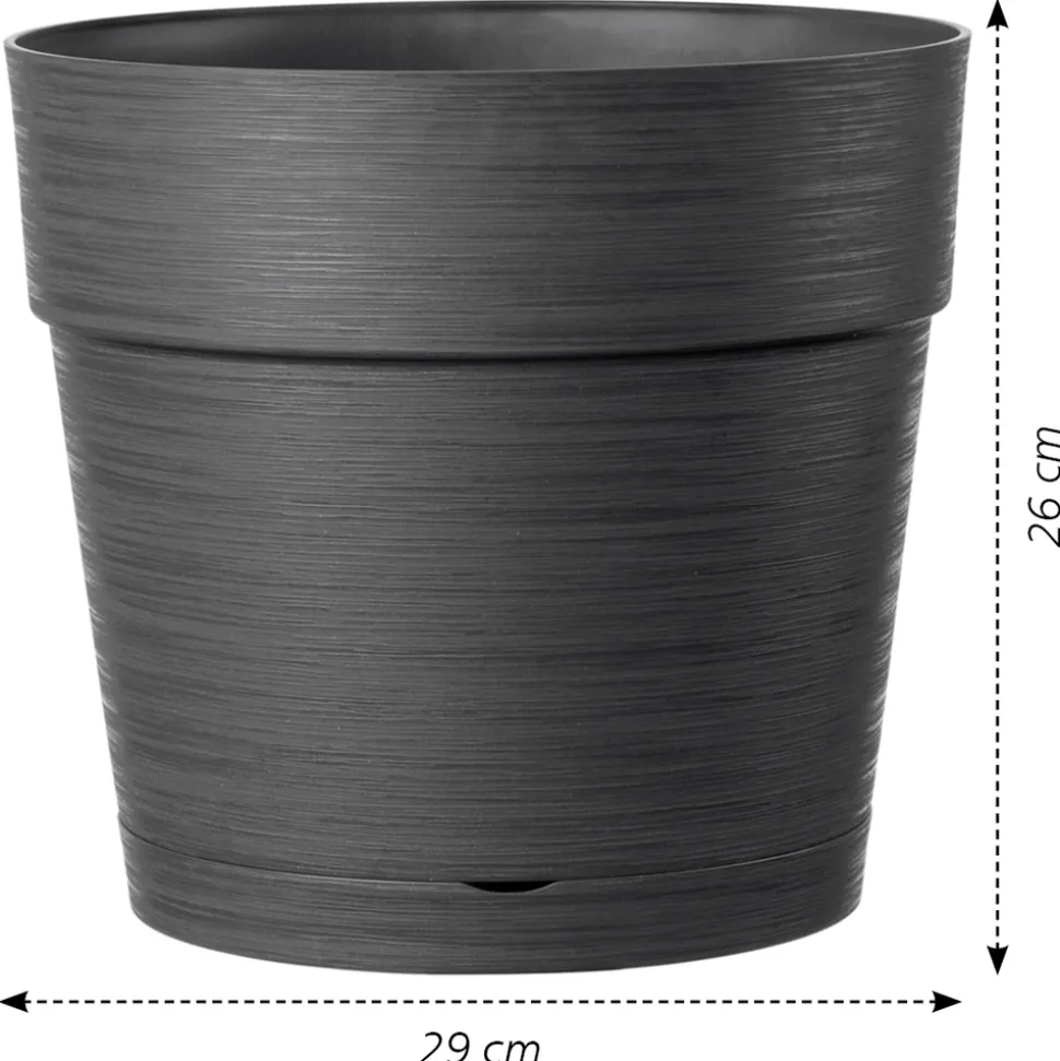 DEROMA - Pot Vaso Save R à réserve d'eau en plastique Anthracite Ø29cm