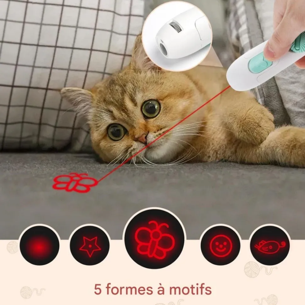 DOWNYPAWS - Baguette rétractable pour chat avec laser
