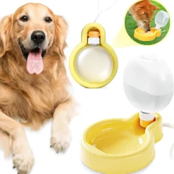 DOWNYPAWS - Bouteille d'eau pour chien pliable-grande bouteille jaune