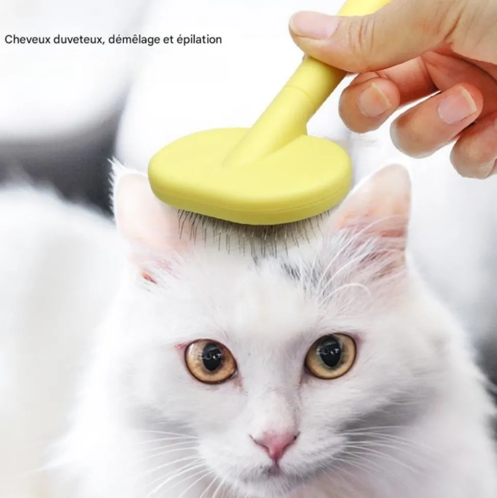 DOWNYPAWS - Brosse de toilettage pour chien et chat ensemble trois pièces- jaune