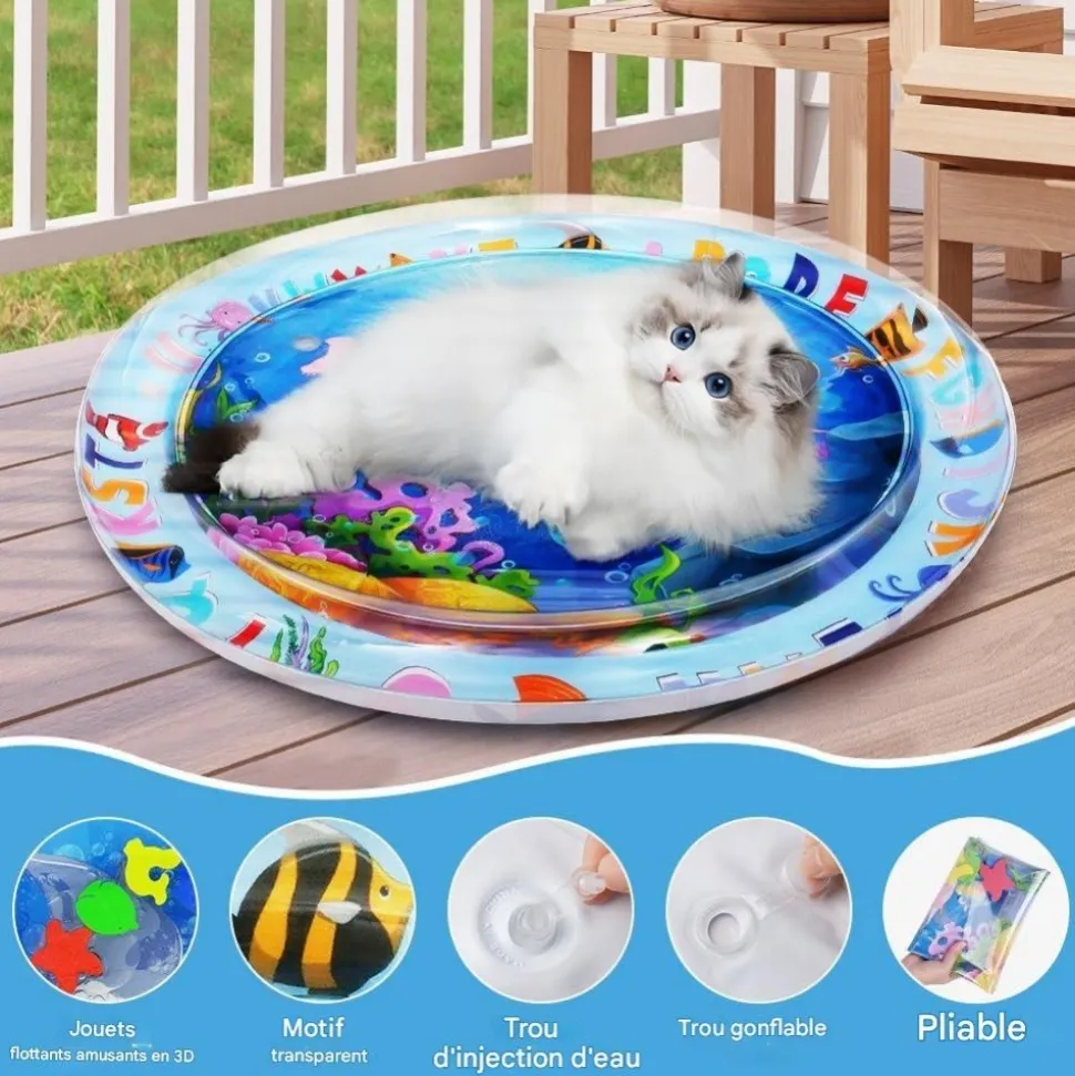 DOWNYPAWS - Coussin d'eau- lit pour chat jouets gonflables--diamètre 60cm