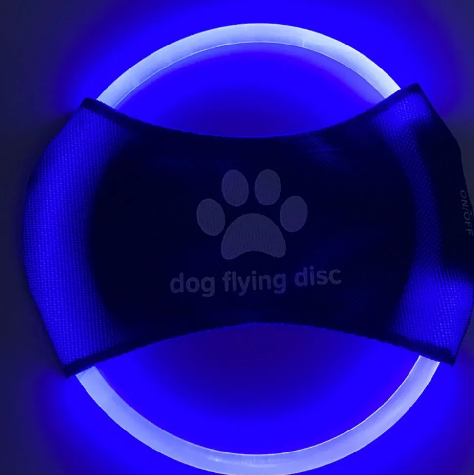 DOWNYPAWS - Discovolant lumineux rechargeable avec led pour chien feu bleu