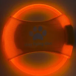 DOWNYPAWS - Discovolant lumineux rechargeable avec led pour chien feu orange