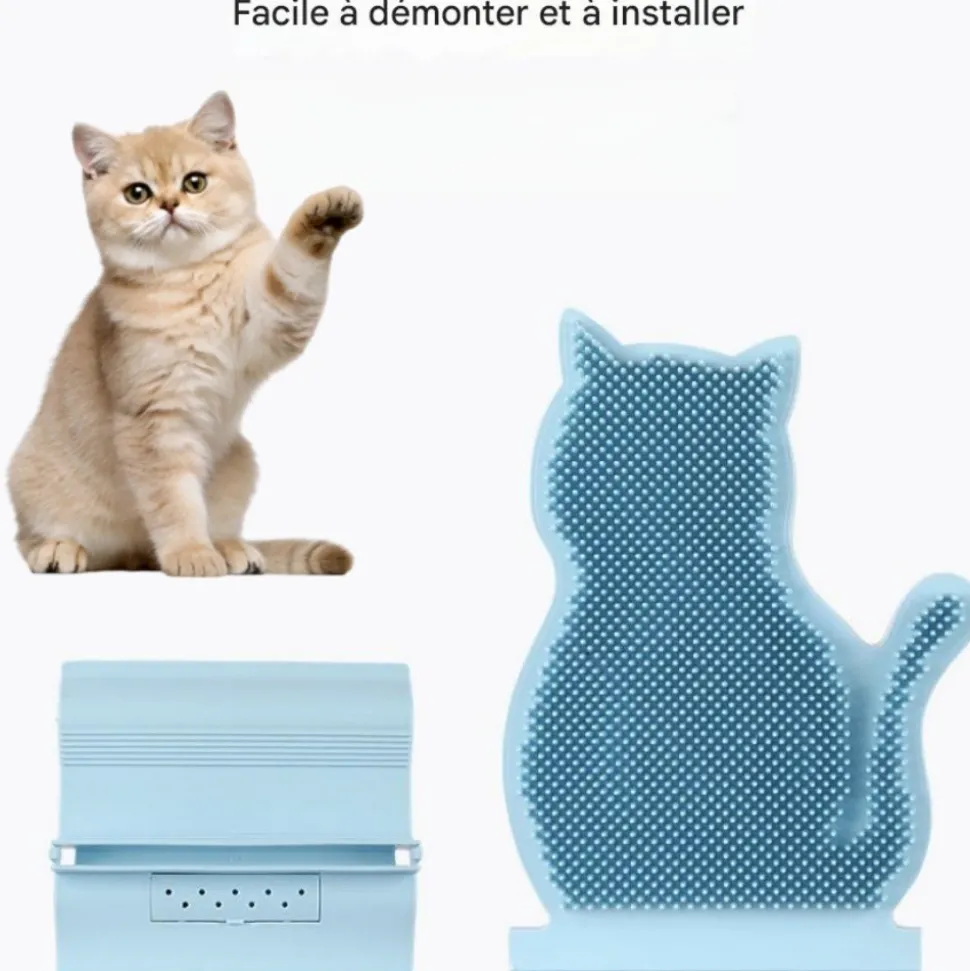 DOWNYPAWS - Griffoir pour chat-peigne et massageur pour chat forme de chat-