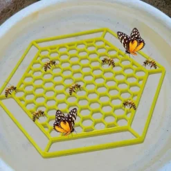 DOWNYPAWS - Plateau d'eau pour insectes - ruche avec bordure creuse flottant jaune