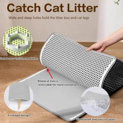 DOWNYPAWS - Tapis de litière anti-déversement pour chat vert 45*60cm