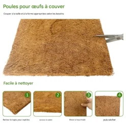 DOWNYPAWS - Tapis en fibre de noix de coco pour nid d'oiseau et animal de compagnie épaisseur 1cm 30*30cm 5 pièces