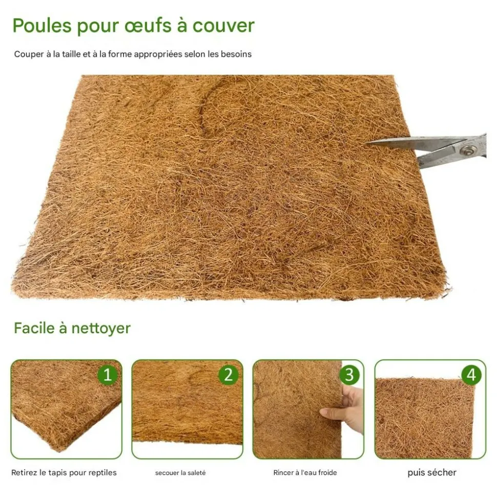 DOWNYPAWS - Tapis en fibre de noix de coco pour nid d'oiseau et animal de compagnie épaisseur 1cm 30*30cm 5 pièces