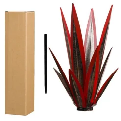 DTOPBUYAGE - Décoration en fer de plante d'agave pour jardin rouge dtopbuyage