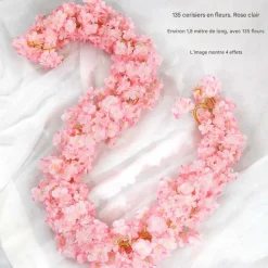 DTOPBUYAGE - Vigne de fleurs de cerisier artificielles pour décor intérieur et masquer les tuyaux rosé dtopbuyage