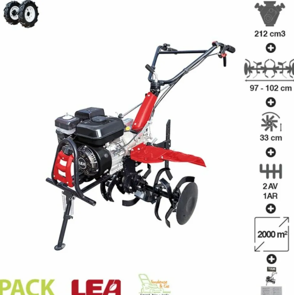 DUNSCH - Motoculteur thermique avec roues pneumatiques travail 102cm vitesses 2av-1ar lea le42212-97w21