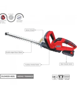 DUNSCH - Taille-haie électrique sans fil 20v, lame 51 cm, sans batterie ni chargeur - dunsch 34020-46dl