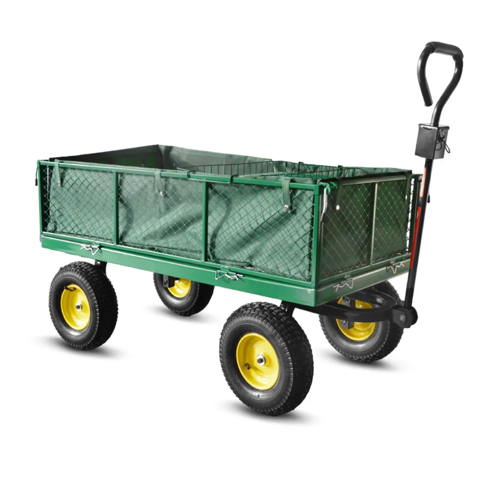 ELEM GARDEN TECHNIC - Chariot de jardin en acier avec bâche amovible 138x62x68cm