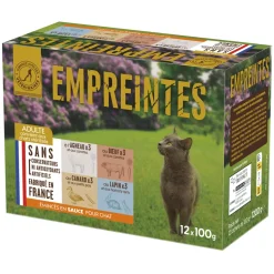 EMPREINTES - Emincés en sauce (agneau, bœuf, canard, lapin) pour chat 12x100g
