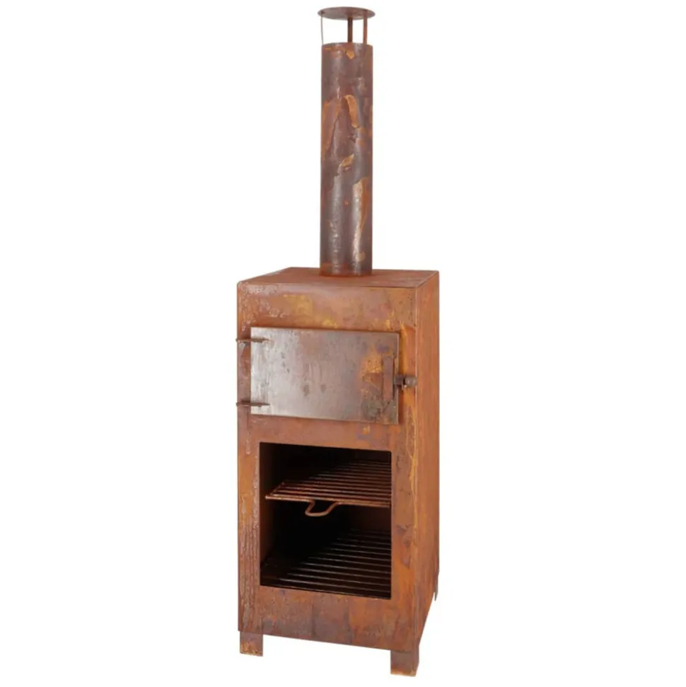 ESSCHERT DESIGN - Poêle de terrasse avec four à pizza rouille
