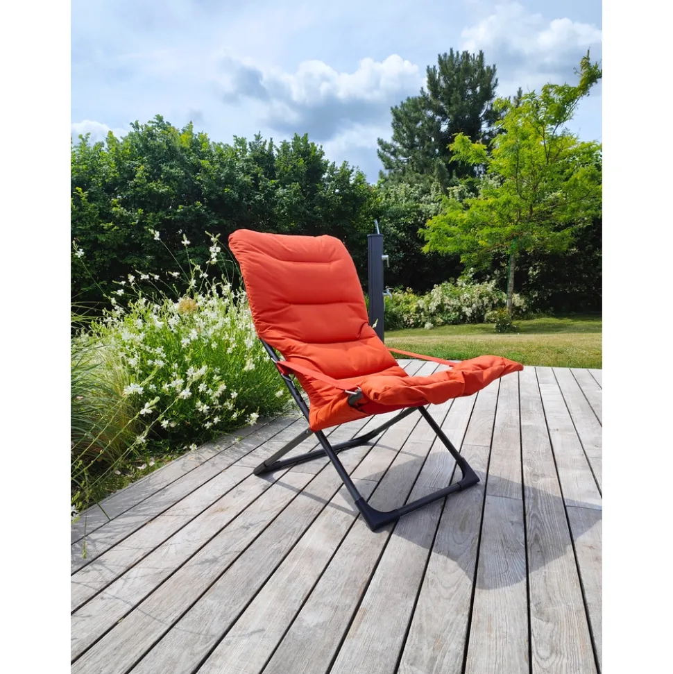 FIAM - Fauteuil FIESTA SOFT en Aluminium anthracite avec coussin Orange